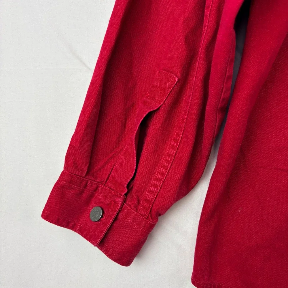 Levi's L Red Cotton Twill Button Down Shirt Long Sleeve Workwear Casual VTG